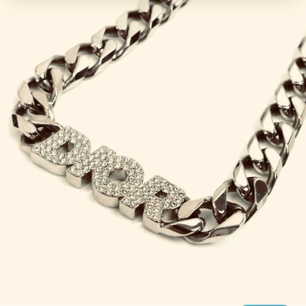 Silver Stainless Steel CD Logo Chunky Link Chain